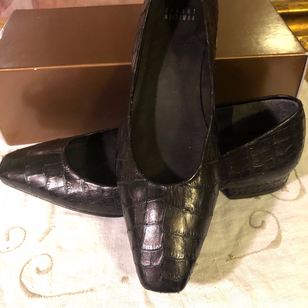 Stuart Weitzman Croc Style Flats